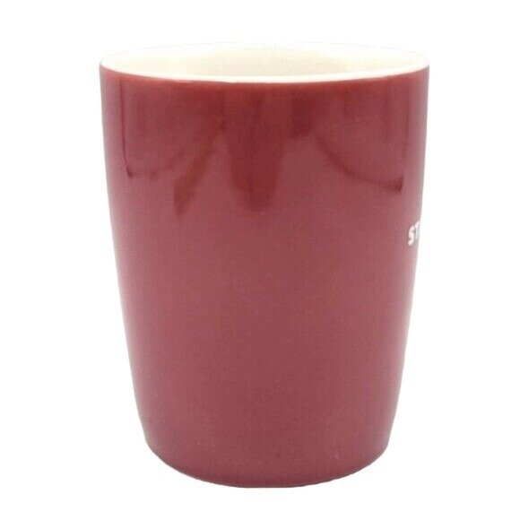 Starbucks Logo Coffee Tea Mug Red White 4" Solid Color Spell Out 2020 Round 10oz - Picture 3 of 10